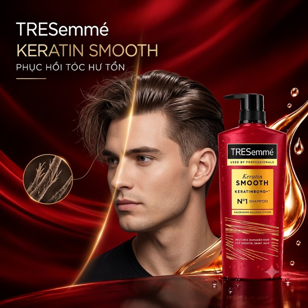 TRESemmé Keratin Smooth – Dầu gội phục hồi tóc hư tổn