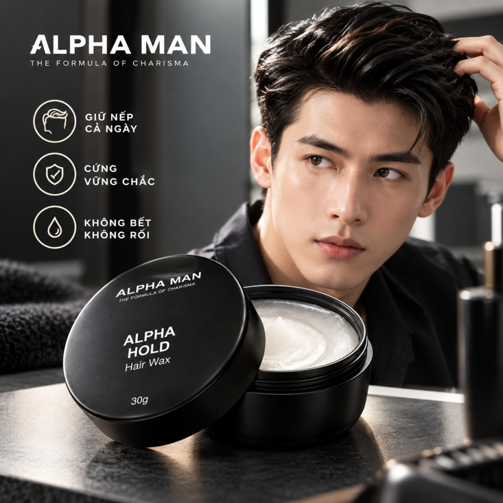 ALPHA MAN Hard Hold sáp – Sáp cho mái tóc nam Việt